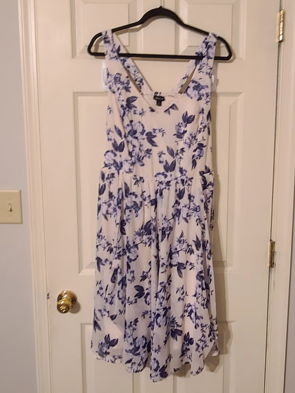Floral V-Neck White and Blue Summer Dress - Torrid